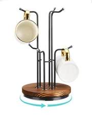 360° Rotating Mug Tree for Large Cups, Counter Coffee Mug Holder with 6 Hooks...