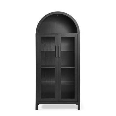 #ad #ad High Arched Storage Cabinet with A Lamp Wooden Storage Cabinet Black $356.99