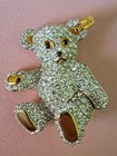 - Silver tone- New -Ean 605611 *Very Rare*Steiff - Swarovski Teddy Bear Brooch