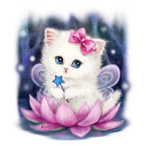 Lotus Fee Katze kleiner Druck 7 x 7 T-Shirt Größen/Farben - Bild 1 von 2