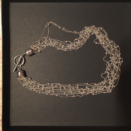 Nachlass Zierliche Sterling Silber Multi Strang Schliff Perlen mit Polierten Kugeln Halsband - Bild 2 von 12
