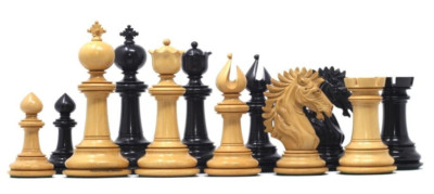 4.5'' Ebony Wood Staunton Chess Pieces Set VICTORIA CROSS Luxury Staunton chess