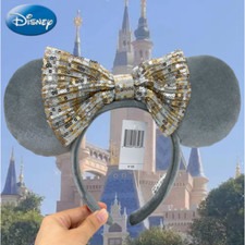 Disney Parks Gold Grey Silver Sequin Headband Resort Shanghai Minnie Ears
