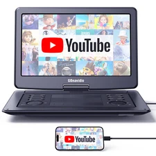 Portable 19" DVD Player 6 Hours Battery with 16" Large Swivel HD Screen HDMI USB