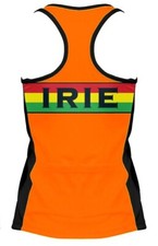 Orange ärmellose Fahrradbekleidung - Orange Irie T-Back Radtrikot mit Taschen