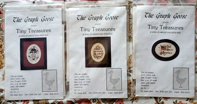 Lot of 3 Tiny Treasures The Graph Goose Cross Stitch Designs Kits