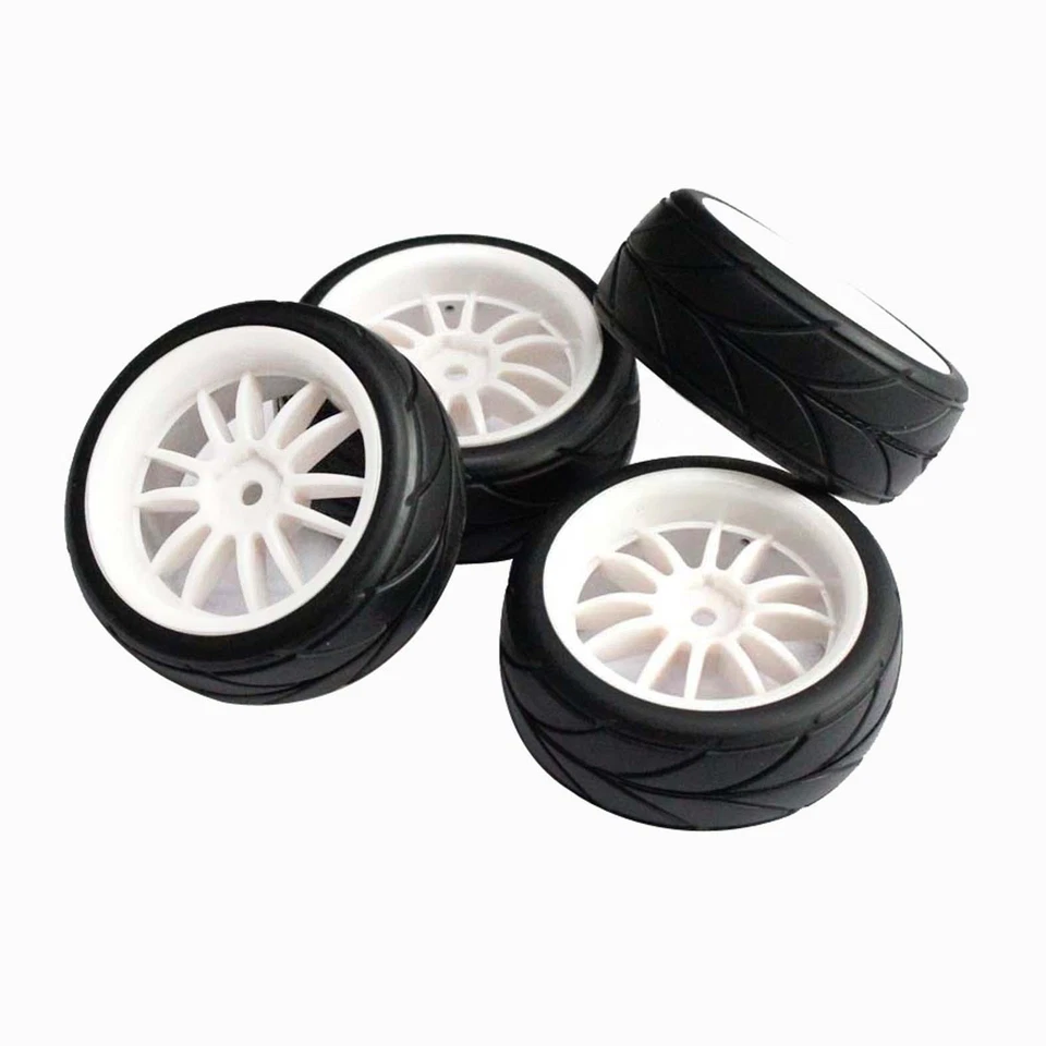 4pcs Soft Rubber Tires Tyres Wheel Rim 12mm Hub for RC 1/10 On Road Car 22005W - Image 2 of 4