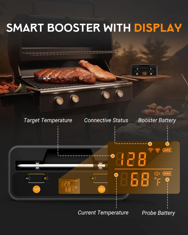 Meat Thermometer Digital Wireless - Wireless Meat Thermometer for Grilling and -