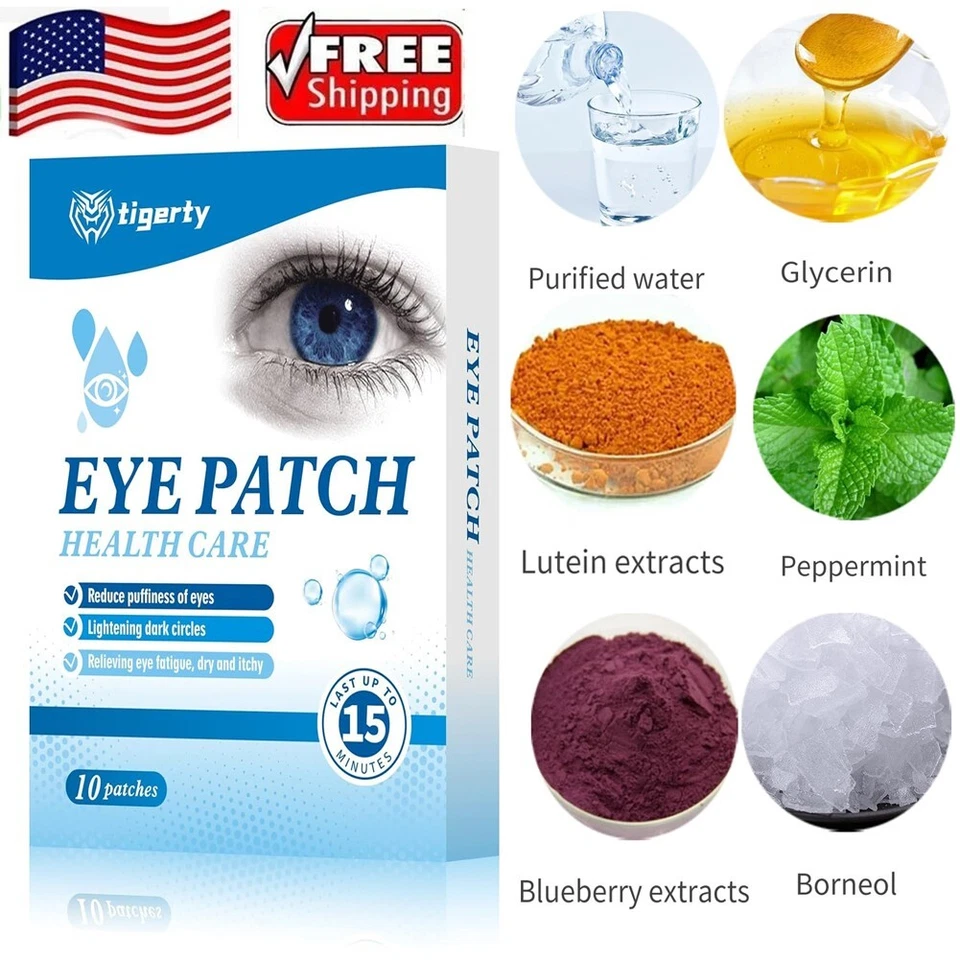 10 piezas PARCHE PARA OJOS DE LUTEÍNA Anti Envejecimiento Arrugas Ojeras Borrador Hidrogel Almohadilla Húmeda Foto 3 de 4