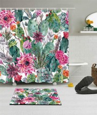 Cacti Flos Waterproof Bathroom Polyester Shower Curtain Liner Water Resistant