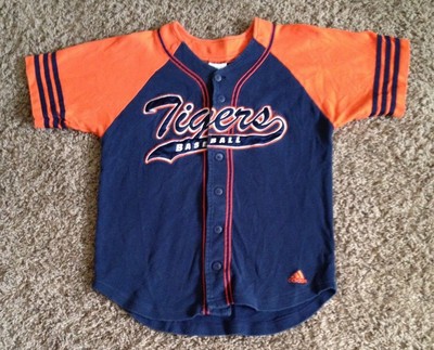 DETROIT TIGERS BLUE / ORANGE BUTTON DOWN MLB JERSEY BY ADIDAS