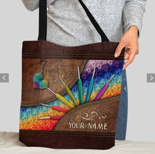 Personalized Crocheting Tote Bag, Crocheting Handbag