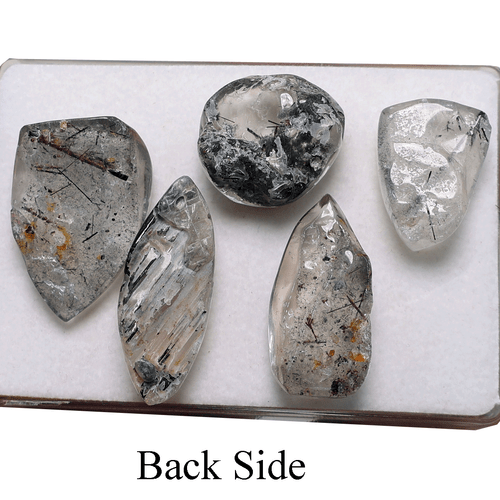 Lot 5 Pcs Natural Tourmaline Rutile Quartz Hi-Grade 23mm-34mm Cabochon Gemstones - Picture 11 of 13