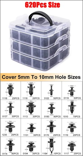 Auto Fastener Clips Set Push Pin Rivet Bumper Door Trim Panel Retainer Fastener - Picture 9 of 21