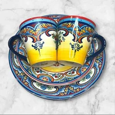 Euro Ceramica colorful dinner & appetizer plates + mugs set | Excellent