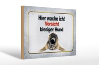 Holzschild Hinweis 30X20Cm Vorsicht Bissiger Hund Holz Deko Schild Wooden Sign