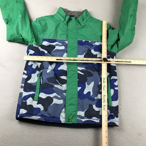 Boden Jacket Boys 13-14Y Green Blue Camo Fleece Lined Full Zip Long Sleeves - Picture 6 of 8
