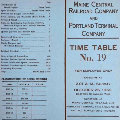 Maine Central Railroad Co 1969 Portland Terminal Time Table Book Trains E12