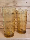Vintage Anchor Hocking Honeycomb Yellow Amber Tumblers (2)