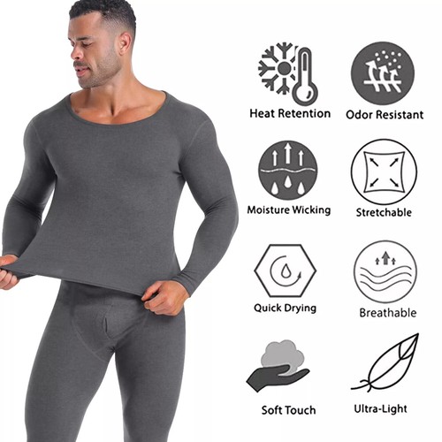 Men Long Johns Thermal Underwear Fleece Lined Base Layer Soft Set Tops&Pants US - Picture 6 of 18