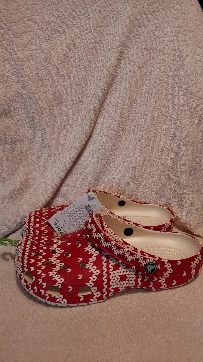 CROCS NEW Unisex Classic Holiday Sweater Clog Size 10 or 8 Crocs Classic Holiday Sweater Clogs Size W 8/M 6 Slip on  main image 2