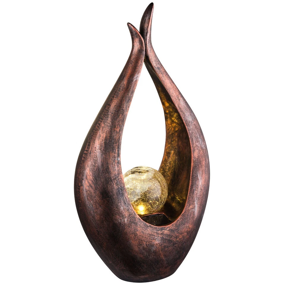 LED Außen Solar Lampe Balkon Steh Leuchte Glas Kugel Bronze Strahler geschwungen - Bild 2 von 4