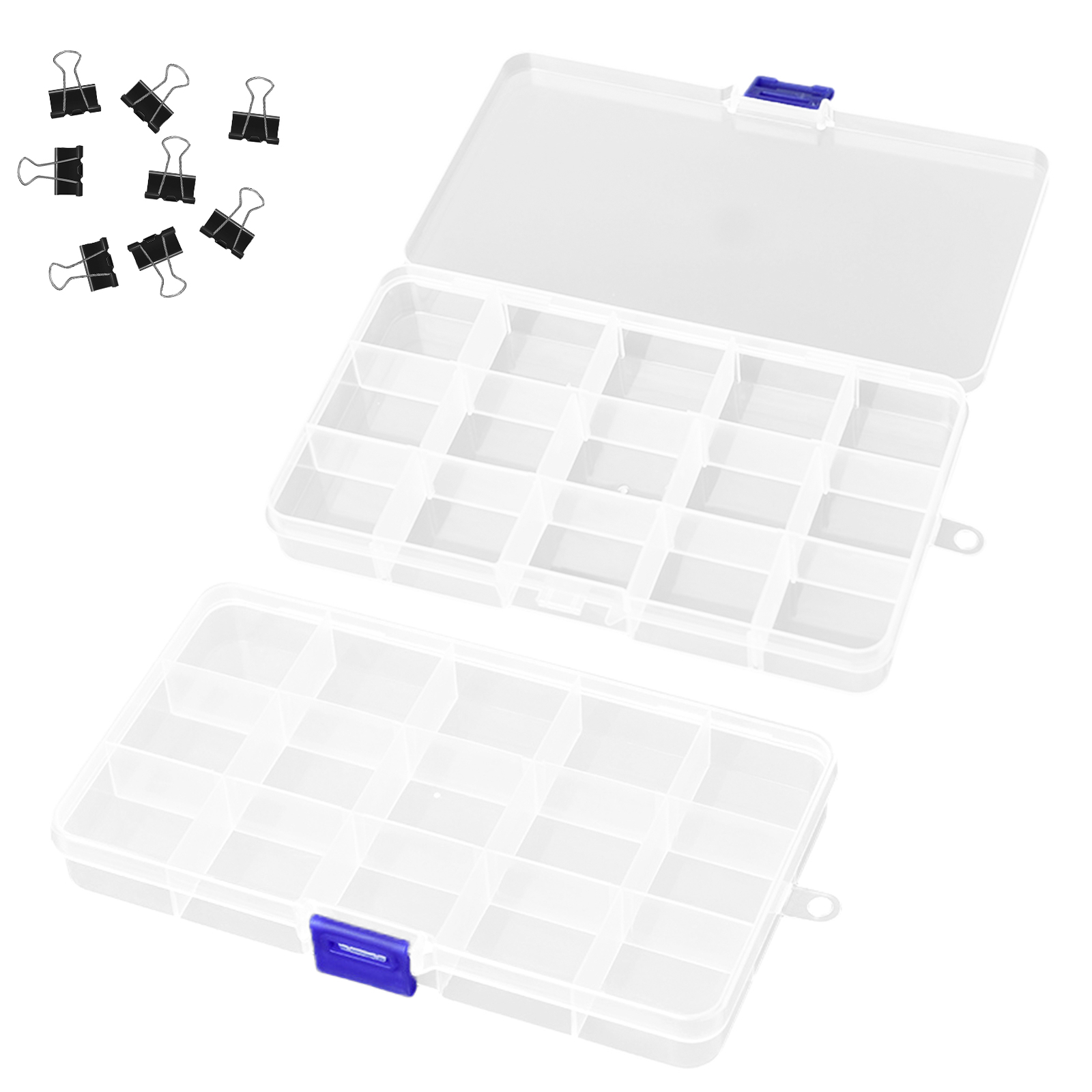 2pcs Fishing Hook Storage Box Multipurpose Transparent Plastic 15