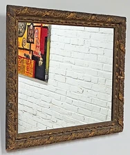 Antique Vintage Hollywood Regency Style Ornate Gilt Gesso Rectangle Mirror 25X28