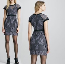 Nanette Lepore Dress Black Purple Lace size 4