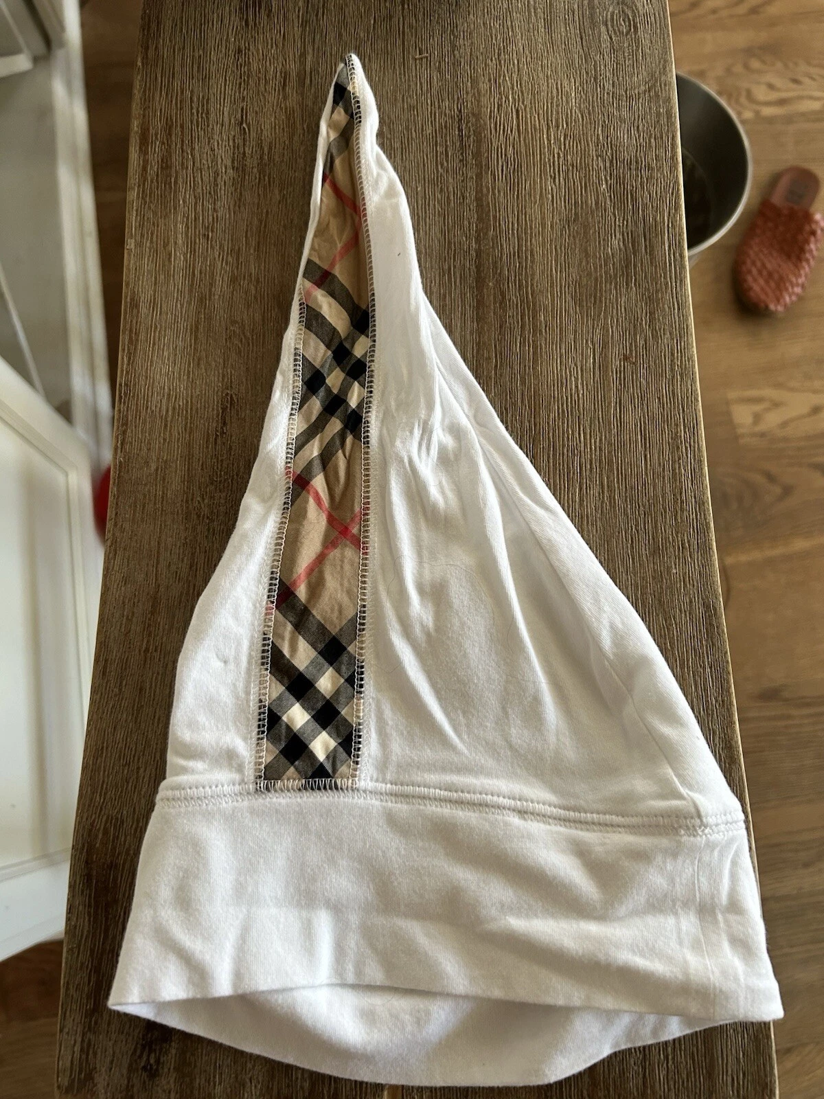 Burberry Cotton Blend Baby Beanie Size 6-9 Months White