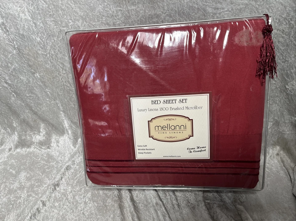 Mellanni 1800 Brushed Microfiber Cal King Bed Sheet Set, 4 Piece - Burgundy - Image 4 of 4