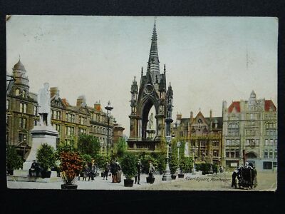 Manchester Albert Square zeigt Dampfmaschine um 1907 Postkarte von B & D