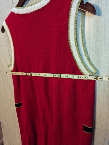 Women's 99 Jane Street Long Christmas Sweater Vest Size Medium Mrs Clause Red - Picture 5 of 6