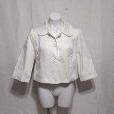 Luii White Cropped Blazer Medium  Womens Dressy Lightweight Jacket Workwear