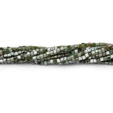 1-1.7mm Olive Green Diamond Unfaceted Cube symmetrical Beads 15in 290 pcs strand