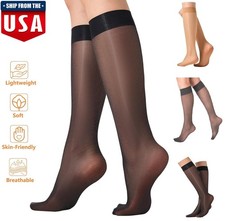 4  Sheer Knee High Socks 20D Premium Silky Soft Nylon Stockings Control Top USA