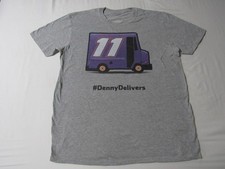 New Nascar DennyDelivers Denny Hamlin 11 Fedex Mens Size XL XLarge Grey Shirt