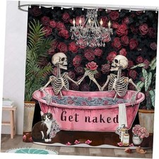 Skeleton Shower Curtain Funny Shower Curtain Fun 72"W x 72"L Pack of 1 Pink