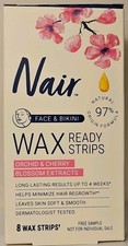 NEW Nair Ready Wax Strips For Face  Bikini Hair Removal 8 Wax Strips In Box