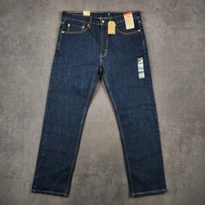 Levis 505 Jeans Mens 36x32 Regular Fit Classic Straight Leg Dark Wash Denim NEW