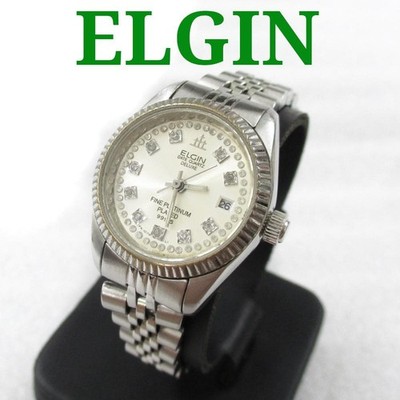 Elgin De Luxe Fine Platinum Quartz Men's Watch Japan