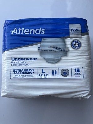 Attends Extra Heavy Absorbency Underwear Large Odor Control Latex-Free 18ct