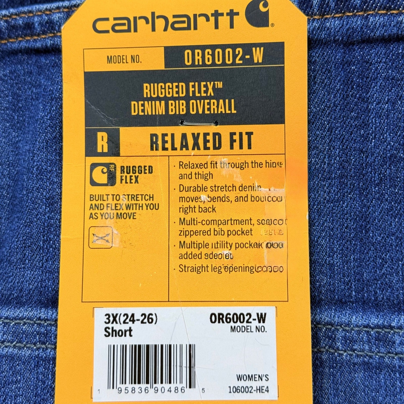 Carhartt Women's Rugged Flex Denim Bib Overalls 3X 24-26 Short Relaxed Blue NWT thumbnail 9