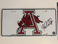 John Calipari Signed Arkansas Razorbacks Thru The A Hog Logo License Plate Auto
