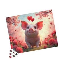 500pc Cute Pink Piggy Jigsaw Puzzle Adorable Pig Lover Gift Fun Activity Game