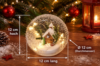 Formano Dekokugel Winterhaus 12Cm LED Timer Glas Innen Winterlandschaft