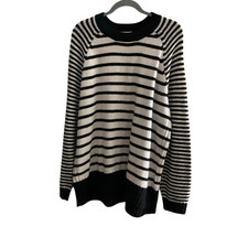 Time and Tru Plus Size XXXL 22 Black White Striped Knit Sweater Crew Neck