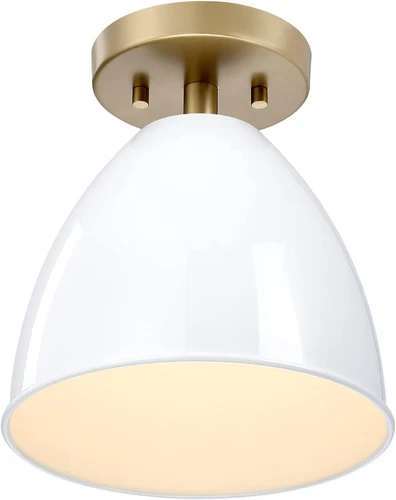 Biba 8.25" Brushed Gold Semi-Flush Ceiling Light Fixture - Stylish & Modern - Picture 4 of 8