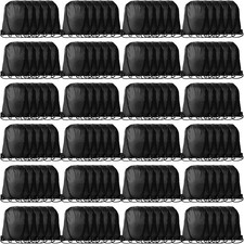120Pcs Black Drawstring Backpacks Bulk String Bag Cinch Sack Pack Storage Kna...