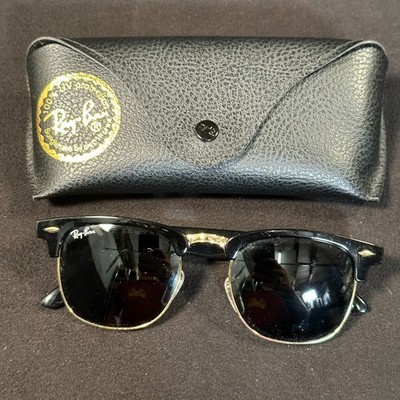 Ray-Ban Clubmaster RB3016 Sonnenbrille Schwarz Gold Etui Retro Eyewear Unisex